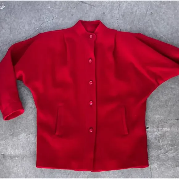 Vintage 1970's‎ Wool Red Jacket, button up, Size 6 M - Picture 13 of 16